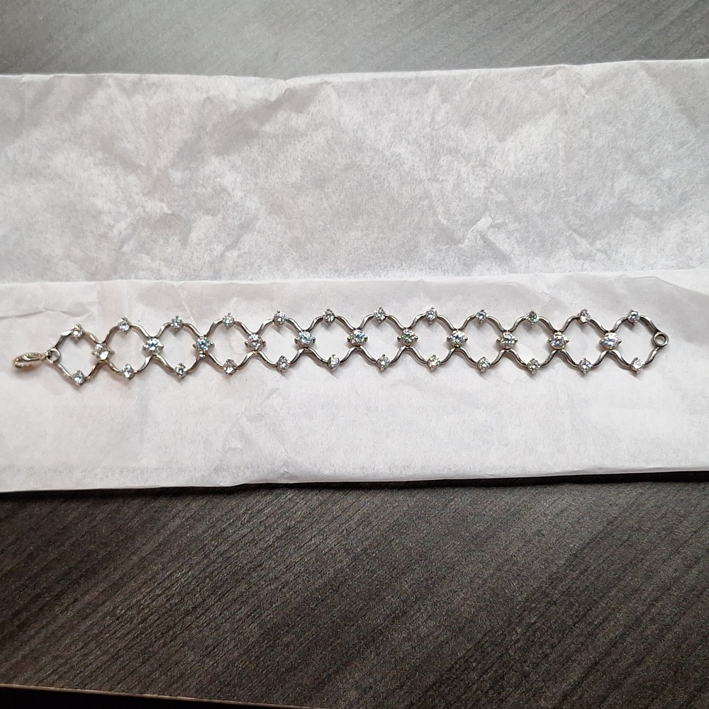 Vintage Cubic Zirconia 925 Silver Bracelet - Picture 7 of 7